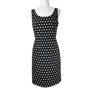 Adrianna‎ Papell Womens Black White Polka Dot Sheath Dress Scoop Neck Size 6